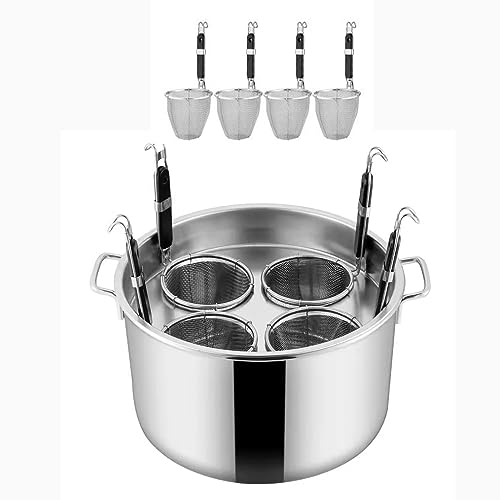 RSBFER Cuiseur à pâtes Commercial en Acier Inoxydable, 3/4/5 Trous, Ensemble d'inserts avec séparateur et passoire, marmites pour Cuisine à Domicile, Restaurant,B,4 Holes