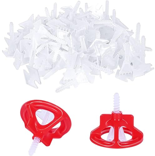 RATSTONE Croisillon Carrelage Autonivelant,Croisillon,Outil de mise à niveau des pièces filetées pour les carreaux de sol et de mur. (200 languettes filetées + 100 capuchons de tension, 3 mm).