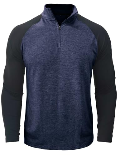 Kuukaas Mens Activewear Long Sleeve Tops 1/4 Zip Running Shirts Outdoor Polo Shirts