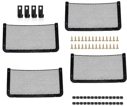 Apriciter 4 Pcs Storage Nets for Campervans, Elastic Van Storage Net Mesh Bag Holder with Plastic Frame for Car Van Motorhome Boat Storage Solutions Accessories 42 x 21cm