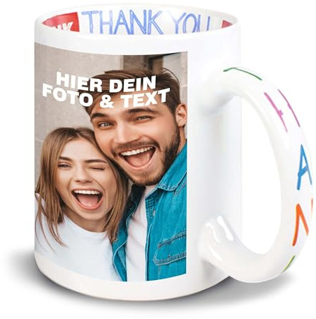 Kiwistar Tasse thank you - Foto und Text - individuell personalisiert mit Wunschtext bedruckt - Danke - Geschenk - Tassen selber personalisieren - Spruch - Geschenk - Motivtasse