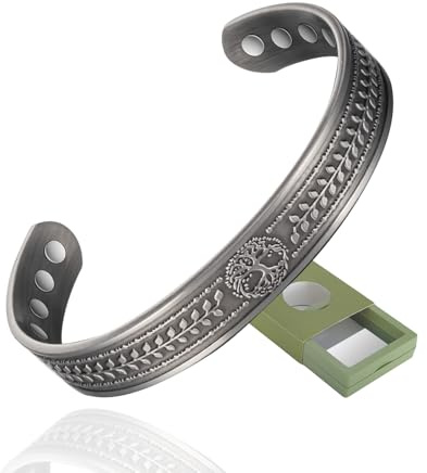 YINOX Superstarkes magnetisches Kupferarmband für Männer und Frauen, klassisches Retro-Lebensbaum-Kupferarmband, inklusive 8 übergroßen NdFeB-Magneten und hochwertiger Geschenkbox (6,5 Zoll) (B)