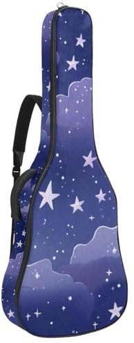 Universale Akustikgitarre Tasche mit Staufächern und Schutzschicht, Lila Sternenhimmel, mehrfarbig, 42.9x16.9x4.7 in, Gitarrentasche