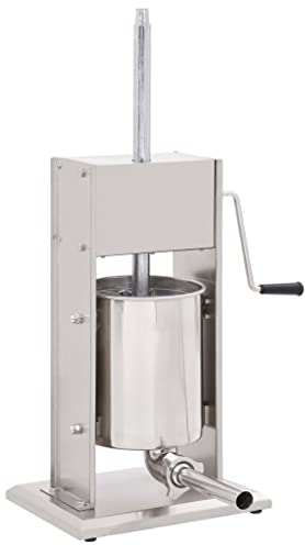 Gecheer Manueller Wurstfüller Edelstahl,Wurstfüllmaschine Wurstpresse Wurstspritze 33 x 28 x 66 cm Mit langlebigem 2-Gang-Getriebe,Kippbarer und herausnehmbarer Trichter,Leicht zu transportieren