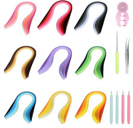 900 Pieces of Paper Quilling, 1 Set of Paper Quilling Tools, 9-Color Gradient Paper Quilling, Paper Quilling Set, 3mm Paper Strips, DIY Art Craft Paper