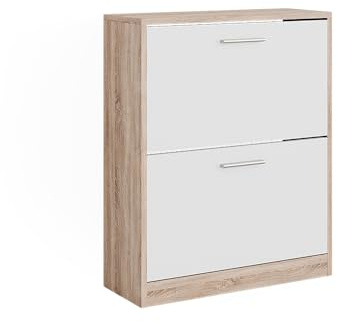 Vicco Schuhschrank Gizmo, Weiß/Sonoma, 59 x 72.5 cm | 2 Fächern, zur Aufbewahrung von Schuhen und kombinierbar mit Gizmo Möbeln