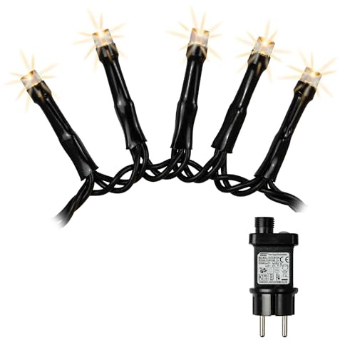 hellum Lichterkette außen mit 370 warmweißen LED, beleuchtet 7,38 m mit schwarzem Kabel, LED Lichterkette außen mit Stecker und Timer, outdoor im Cluster (Snake) - Design <59 Lumen 152319