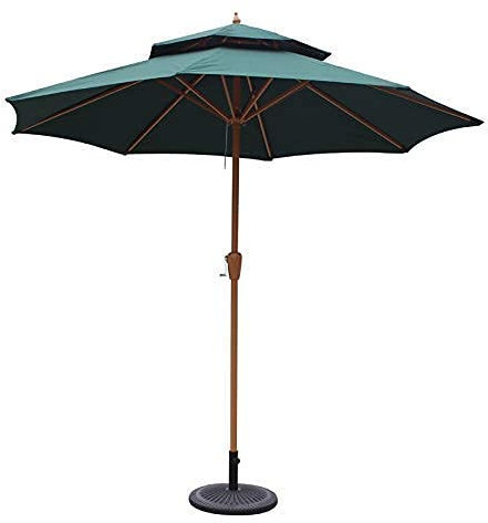 ASerZenith UV-Schutzschirm, Sonnenschirm, Gartenschirm mit Doppelspitze, 2,7 m, Gartenschirm, Marktschirm für Balkon, Terrasse, Angeln, Hinterhof – wasserdichter UV-Schutz
