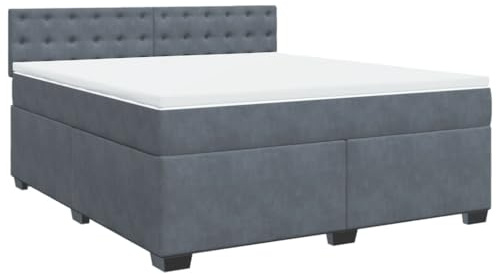 vidaXL Boxspringbett mit Matratze Dunkelgrau 180x200 cm Samt