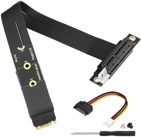 CERRXIAN M.2 NGFF NVMe M Key to PCIE 3.0 4X Graphics Card Riser Adapter Card M.2 Key M to PCI-E 4X Extension Cable (90°)
