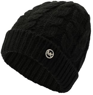 Michael Kors Damen Moving Cables Cuff Hat Beanie-Mütze, Schwarz, Einheitsgröße