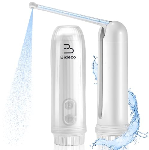 Bidezo Portable Bidet, Mini IPX6 Waterproof Handheld Personal Travel Bidet with 2 Pressure Modes, 180° Adjustable Nozzle for Personal Hygiene/Soothing Postpartum Care/Perineal & Hemmoroid Treatment