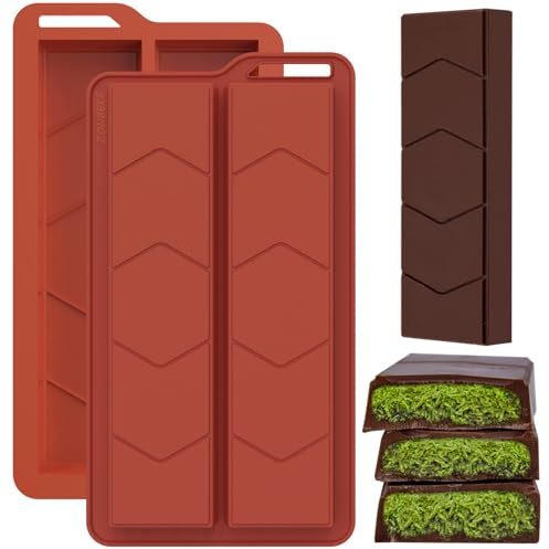 ZONBBEE Moule Silicone Tablette de Chocolat Dubai Grand Forme Carrée,2 Pièces Moule Pepites De Chocolats Démoulage Facile Pour Protéiné Barre Dragées Céréales les Chocolats et les Bonbons