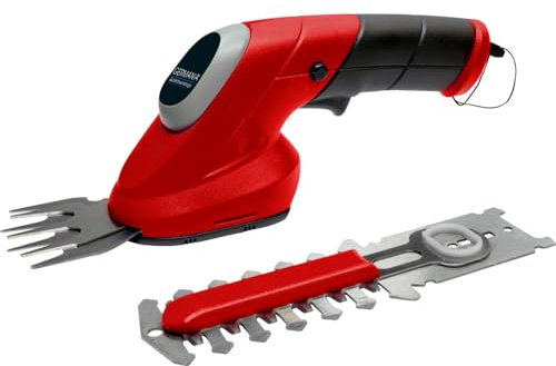 Germania Akku Gras- und Strauchscheren Set GPS 3,6 V mit Ladekabel - Gartenpflege Set - 100 mm Schnittlänge Heckenschere - 1,5 Ah Akku