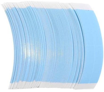 Ptwola 60 Stück Perückenband Doppelseitiges Klebeband für Perücken Blau Wasserdichtes Ersatztapes Klebestreifen Toupet Klebeband Extra Stark Unsichtbar Wig Glue Tape für Spitzenperücken (Blau)