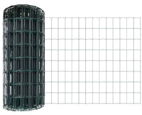 vidaXL Stängsel med stolpe Grön 0,6 x 10 m Stål och PVC, Justerbar utomhusavskiljare, modern trädgårdsgrind, hållbar avdelare, mångsidig privacypartition för bakgårdar