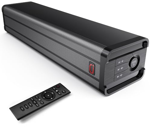 JYX Sound Bar for TV, 50W Surround Sound System Sound Bar, Treble/Bass Control, HDMI ARC/OPTICAL/AUX/USB, Remote Control, TV Soundbar for Gaming/PC/Projector, 15.75 inch (H6)