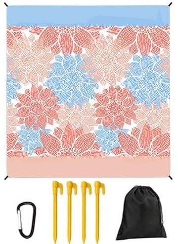 Jubilofex Strandmatte - Camping Matte Outdoor Unterlage,Sanddichte Stranddecke für Reisen, Yoga, Park, Garten und Camping mit Grasfläche