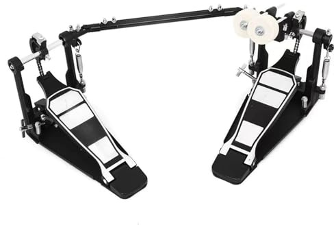 Uqezagpa Double Kicks Bass Drum Pedal Two Chain Double Kicks Drum Pedal Double Chain Drives Foot Percussions Hardware Easy