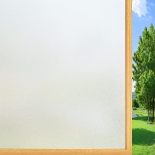 Vinilos para Cristales Opaco 50 x 220 cm sin Pegamento Autoadhesiva Electrostática Protección contra Los Rayos UV Vinilos para Ventana para Puertas Cristal Bano Cocina, Mate Puro