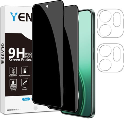 Yenwen Privacy Pellicola Protettiva per OPPO Reno 14F / OPPO Reno 14 FS 5G Protezione, 2 Pezzi Anti-spy Vetro Temperato + 2 Pezzi Pellicola Fotocamera per Reno 14 F / Reno14 FS, Durezza 9H