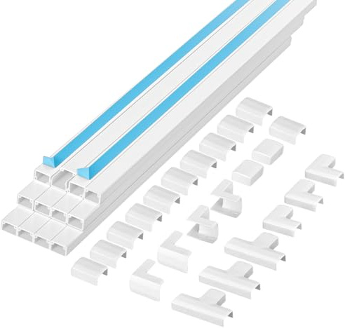 VINATO Goulotte de Cable, Cache Cable Mural, Cache Fil TV Mural Goulotte Electrique pour Cacher Les Câbles, Blanc(15mm*10mm, 12 PCS, 4.8m)
