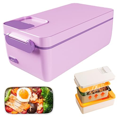 Lunch Box Riscaldato Elettrico Senza Fili Ricaricabile Lunch Box con Contenitore in Acciaio Inossidabile da 1 Litro Sigillo Autoriscaldante Scalda Alimenti Portatile per Ufficio Scolastico Campeggi