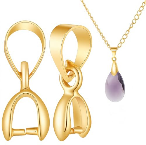 Beebeecraft 1 boîte de 30pièces Plaqué Or 18K belieres pour Pendentif Fermoir à Pince Pincer Les Bails Pendentif Perle Accessoires de Connecteur pour la Fabrication de Bijoux Boucles de Connexion