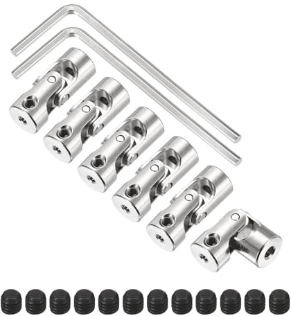 sourcing map 6Pcs 2mm to 3mm ID Steering Universal Joint Shaft Coupling, SAE 1045 steel 45°Degree Rotatable Joints Coupler with Screws Wrench Set for Model Car Ship Drive Shaft Motor