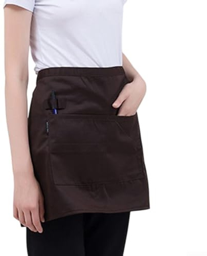 Delantal corto ajustable para hombres y mujeres para profesionales culinarios y cocina casera en restaurantes y cafeterías occidentales (negro)