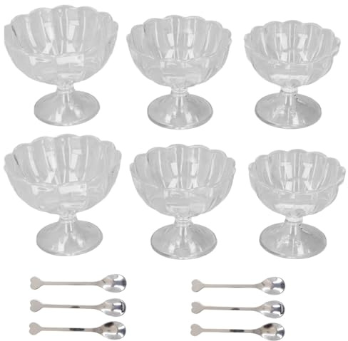 Tissting Lot de 2 coupes à crème glacée en acier inoxydable transparent pour desserts, sundae, salade, cocktails, condiments (2 tailles L, M, S)