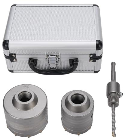 Sahgsa Lot de 2 scies cloches avec tige de connexion et boîtier en aluminium - Foret robuste avec pointe diamant pour béton, brique, pierre et ciment