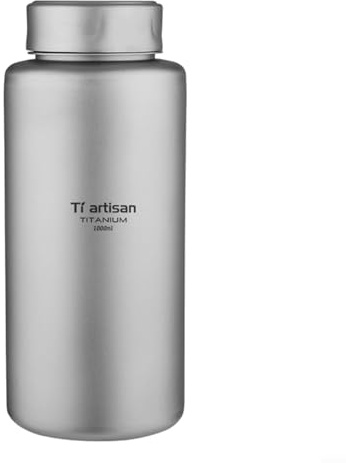 Borraccia in titanio da 700 ml, 1 l, per campeggio, escursionismo, viaggi, a tenuta stagna, design a bocca larga, struttura interna con filettatura e anello di tenuta in gomma (1000 ml)