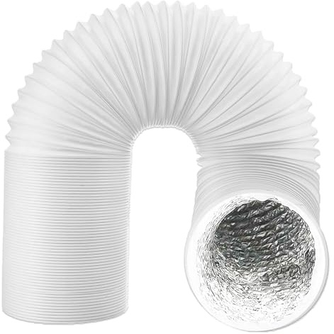 SPARES2GO Universal Air Con Vent Hose PVC Aluminium Foil Insulated Portable Air Conditioner Duct AC Outlet Pipe (6 x 6m)