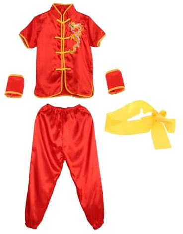RCGOFOLLOW Kung Fu-uniform för konstnärliga ändamål, lätt och svalt tyg, kampsportsträningsaktiviteter, Kung Fu-uniform för kampsport, Tai-kläder, Röd, 150