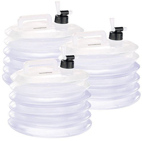 Semptec Urban Survival Technology Getränkekanister: Faltbare Wasserkanister mit Zapfhahn, 15 Liter, rund, 3er-Set (Wasserkanister mit Hahn, Camping, lebensmittelecht, Zelt)
