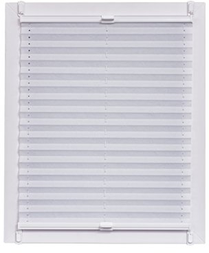 Plissee Made in Germany, Tageslicht, Echtcrush, weiss, Klemmfix, weisse Schiene, 90 x 150