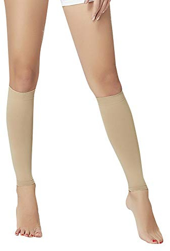 Chaussettes de Compression Mollet, Chaussette de Contention sans Pieds, Manchon de Compression Mollet pour Shin Splint, Veine Variqueuse, Oedème,Peau,M