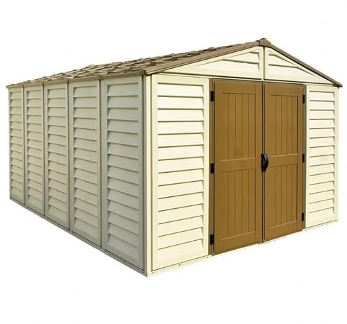 WoodBrige Plus Gartenhaus aus PVC, 325 x 398 cm, Beige und Braun