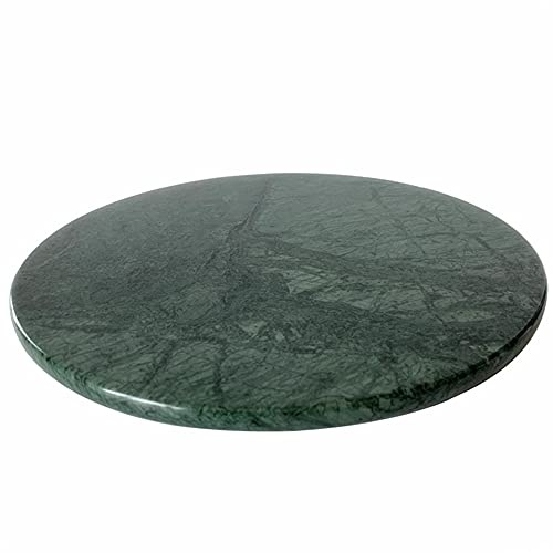 StonePlus Natürliches rundes Marmor-Tablett, glänzend, für Dessert, Käse, Kaffee, beidseitig glatt (grün)