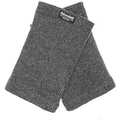 EEM Herren Strickhandschuhe Pulswärmer, weiche Wolle, Thinsulate Thermofutter, praktisches Daumenloch, anthrazit onesize