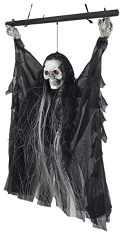 Halloween Deko Gruselig Hängedekoration Horror Halloweendeko mit Sound Dekoknochen mit Licht Schädeldekoration Hängender Geist Skelett Hängedeko Tür Garten Skelettdekoration Wand Baum Dekoration