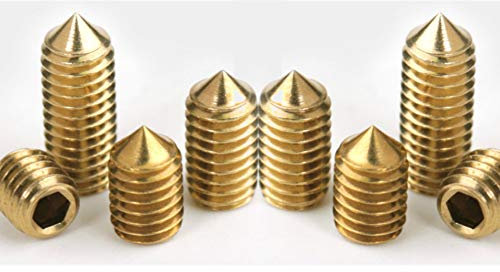 Dreneco Brass Grub Screws Set Allen Key Screws Hex Socket Grub Screws Cone Point Set Screw (M5*5mm,20 pcs)