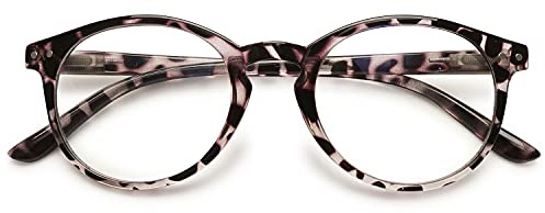 KOOSUFA Runde Blaulichtfilter Brille Damen Herren mit Etui, 1x Leopard
