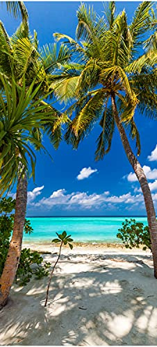 wandmotiv24 Türtapete Blick aufs Meer, Palmen, Paradies, Sand 100 x 200cm (B x H) - Dekorfolie selbstklebend Sticker für Türen, Türfolie, Aufkleber, M1311
