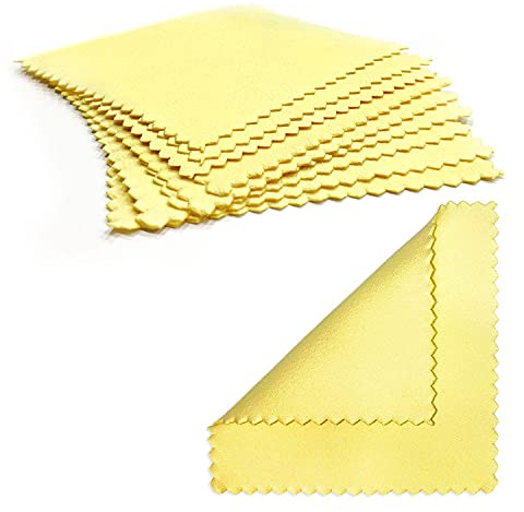 QEEQPF Lot de 15 Chiffons de Nettoyage pour Bijoux Chiffon de Polissage Jaune Antirouille et Anti-oxydation Chiffons de Nettoyage pour Bijoux pour Perle Sterling Or Platine et Argent 8 x 8 cm, cloth,