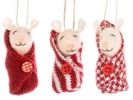 Sass and Belle - Set di 3 topolini per neonati, colore: Rosso