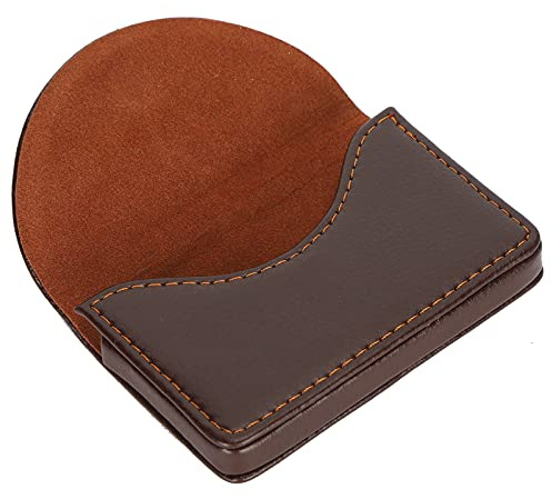 lyrlody Halbrunder Rutschfester Visitenkartenhalter Leder für 15–20 Karten Mini Geldbörse 9,9x6,3x1,5cm