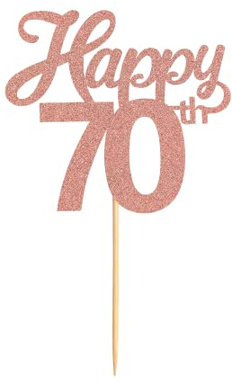 Blumomon 3Pcs Happy 70th Cake Topper Rose Gold Glitter Number 70 Seventy Birthday Cake Pick Decorations for Cheers to 70 Years Old 70th Birthday Wedding Anniversary Party Supplies