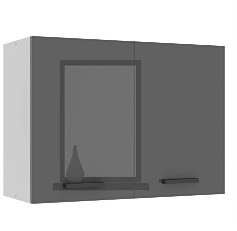Belini Hängeschrank Küche SG 80 cm, mit 2 Türen, Silber Hochglanz | Küchenschränke, Oberschrank, Küchenhängeschränke, Wandschrank Hängend
